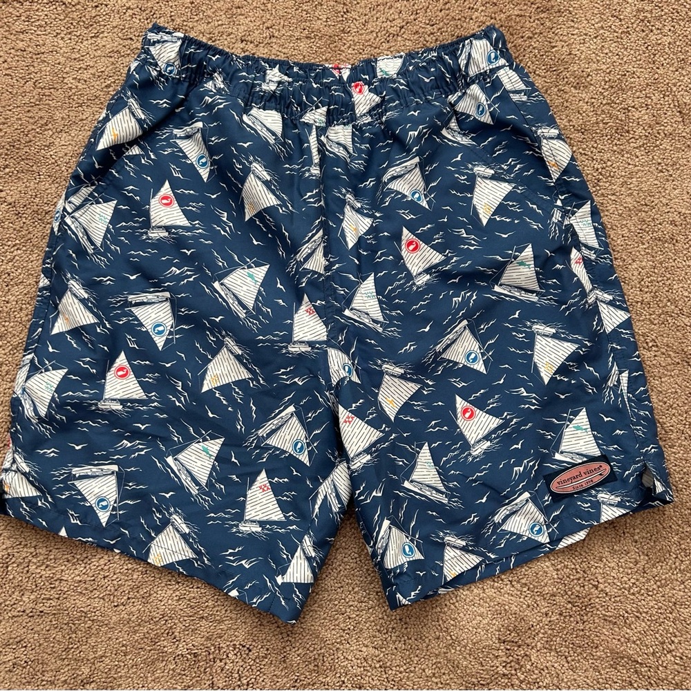 Vineyard Vines Blue and White Swim Trunks Nautical Design